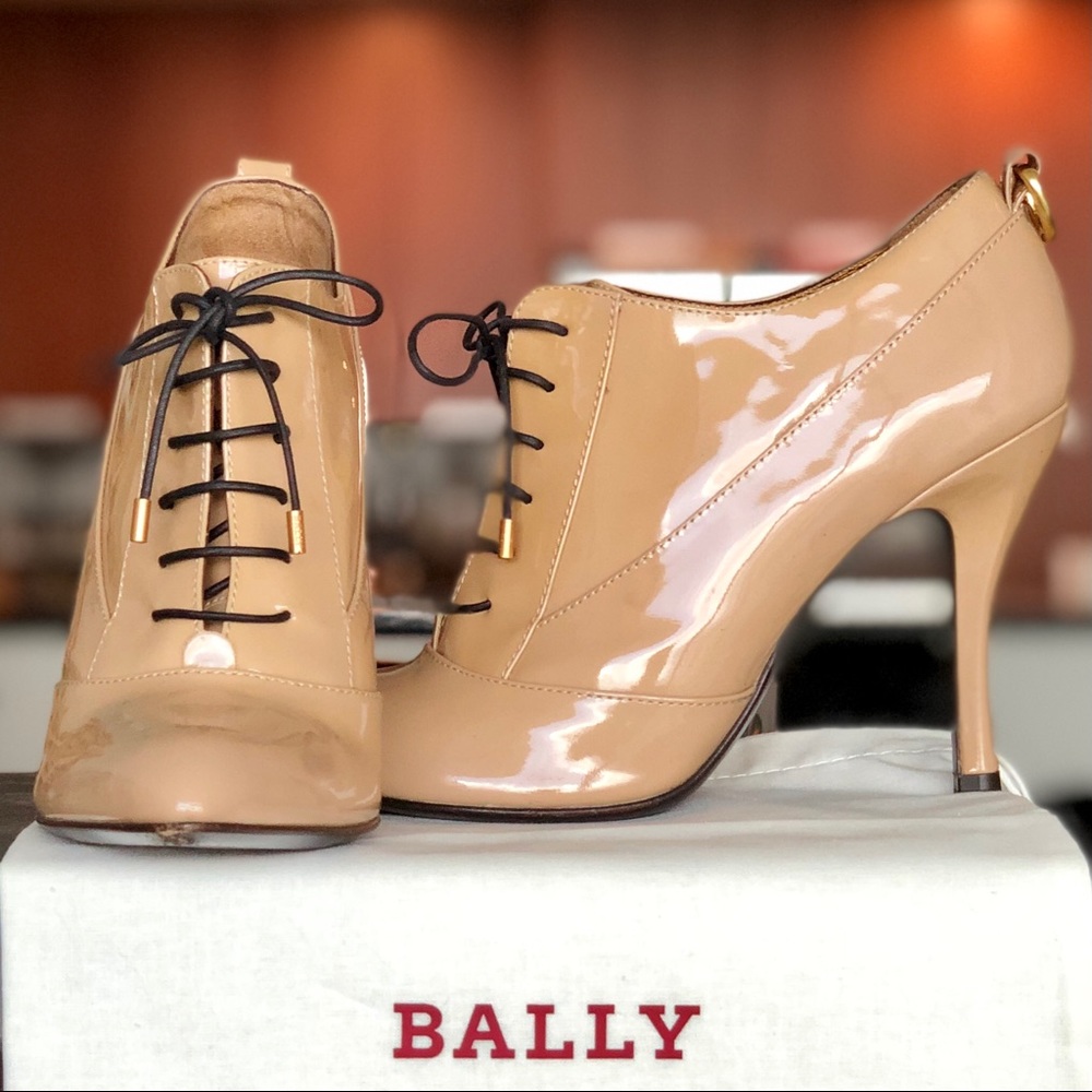 Bally Germena Patent Leather Lace Up Ankle Bootie